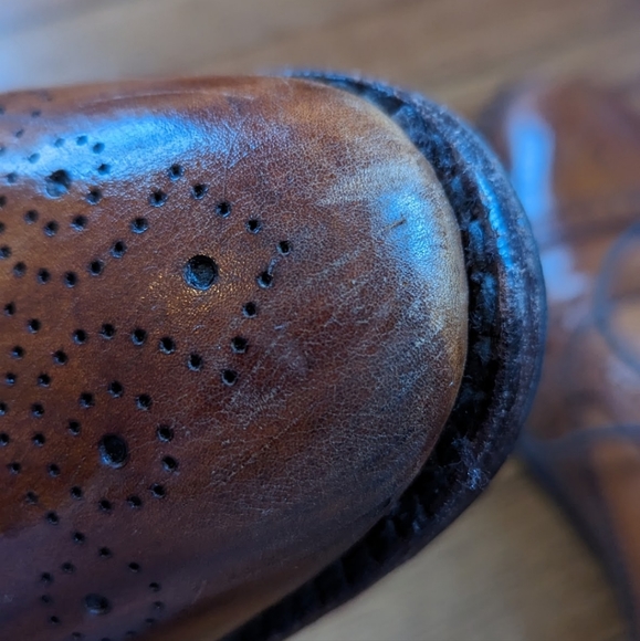 Men's Brooks Brothers Leather Cap Toe Dress Shoe Brown Size 11D - Picture 6 of 9